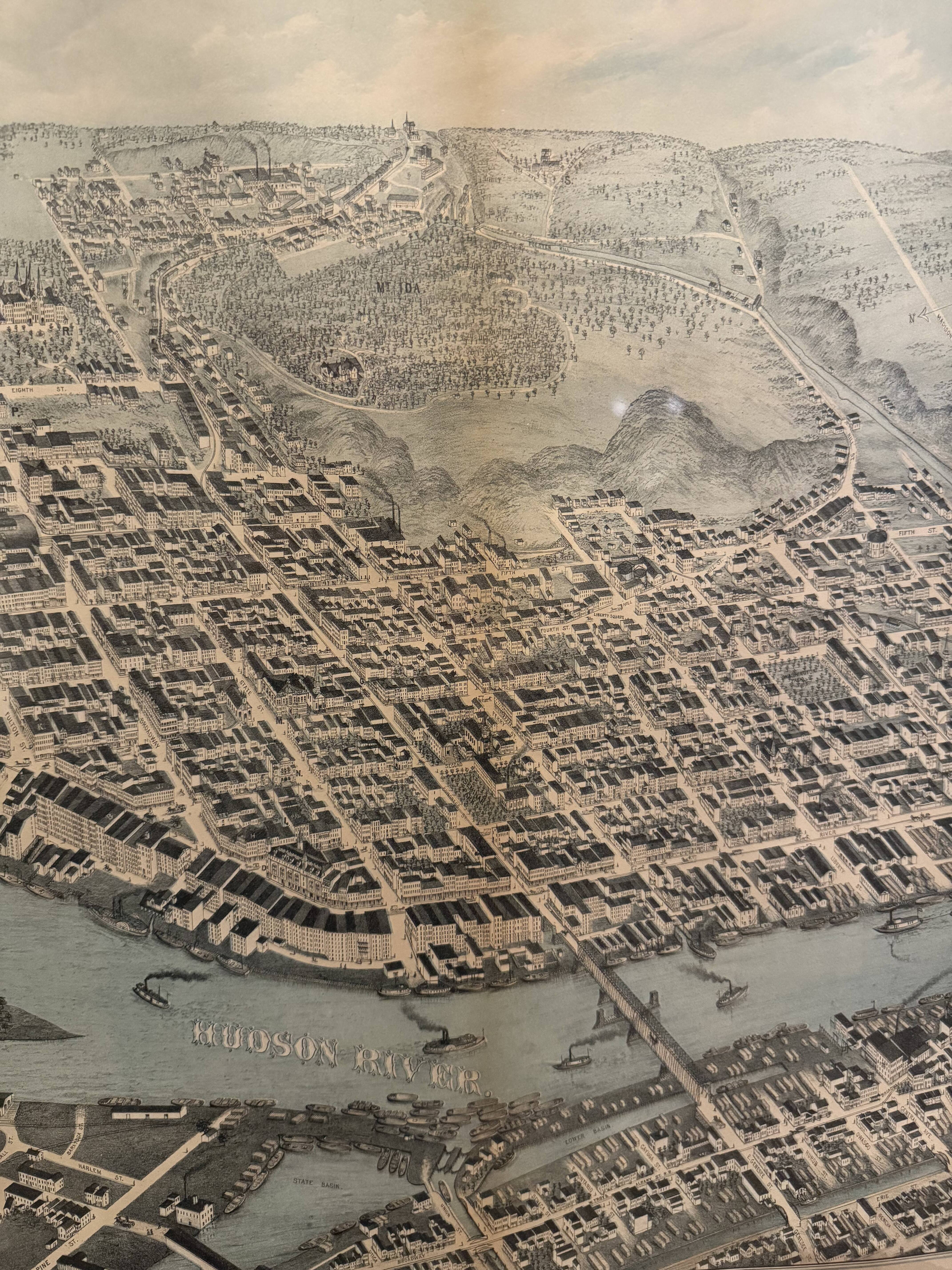 An old map of Troy showing the Trolley line connecting downtown Troy via Congress to the other towns to the East.